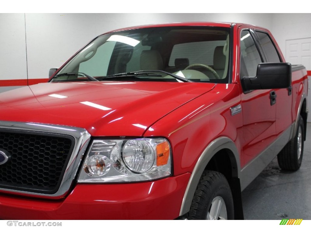 2004 F150 Lariat SuperCrew 4x4 - Bright Red / Tan photo #11