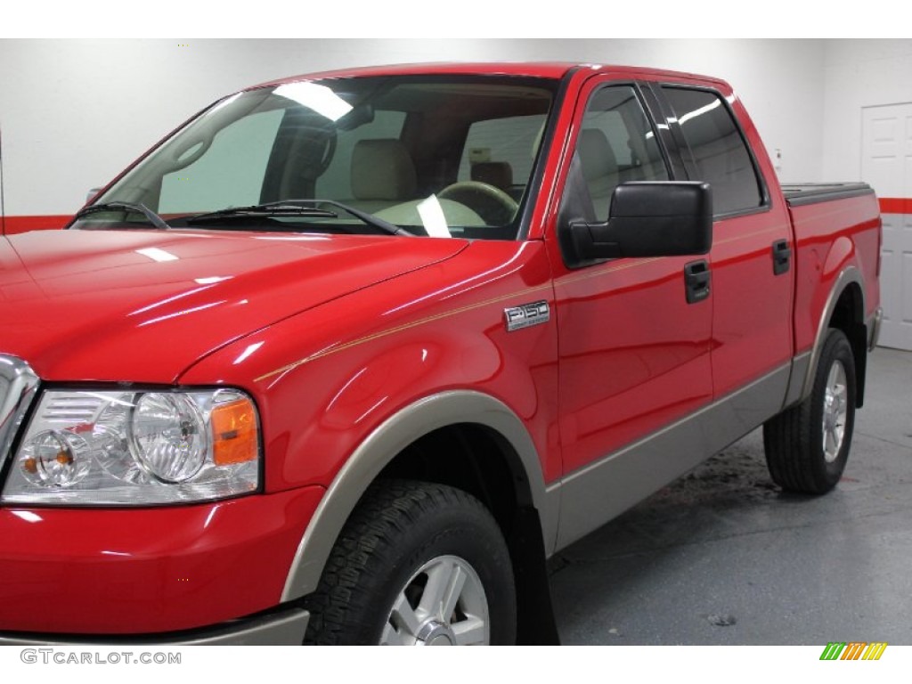 2004 F150 Lariat SuperCrew 4x4 - Bright Red / Tan photo #12