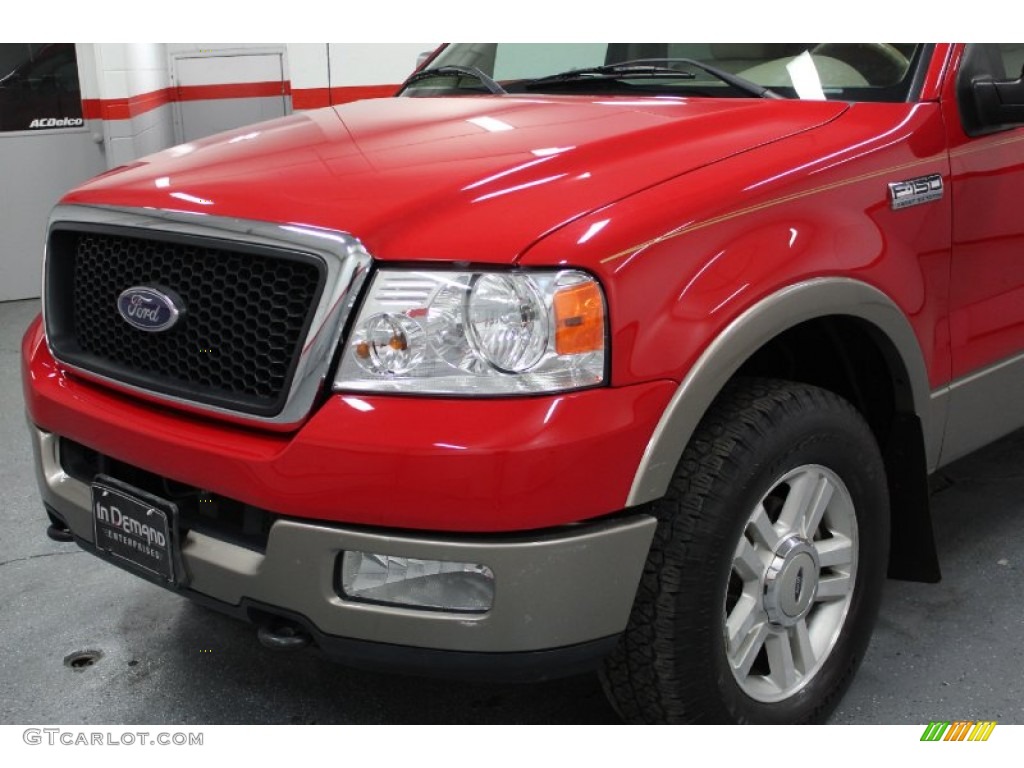 2004 F150 Lariat SuperCrew 4x4 - Bright Red / Tan photo #13