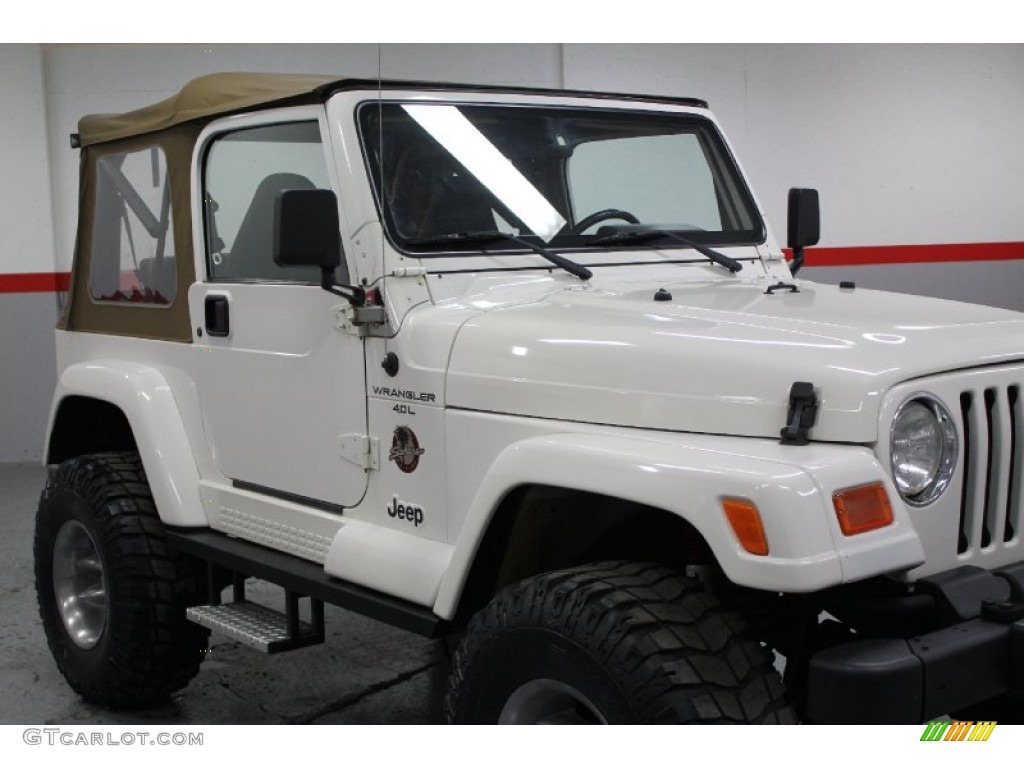 2000 Wrangler Sahara 4x4 - Stone White / Camel/Dark Green photo #6