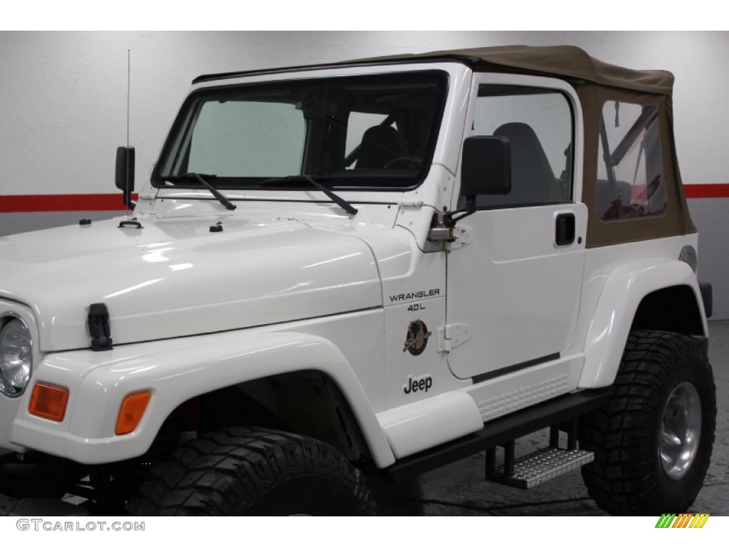 2000 Wrangler Sahara 4x4 - Stone White / Camel/Dark Green photo #13