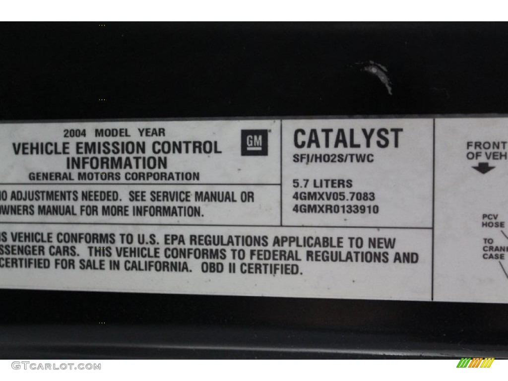 2004 Cadillac CTS -V Series Info Tag Photos