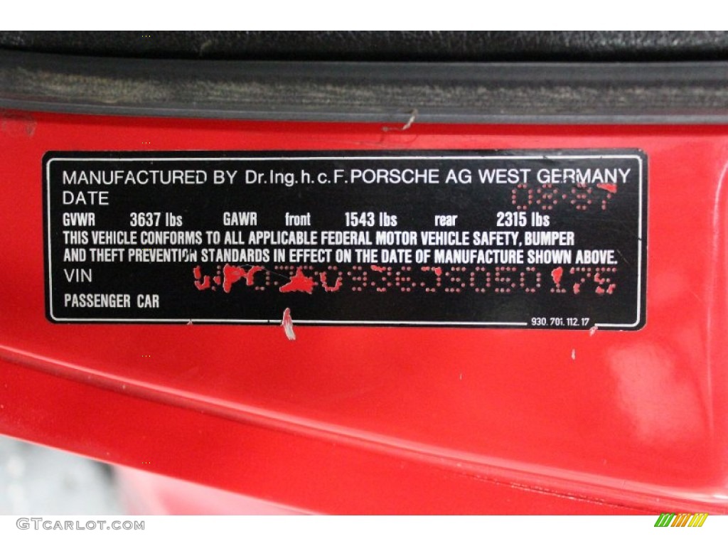 1988 930 Turbo - Guards Red / Black photo #78