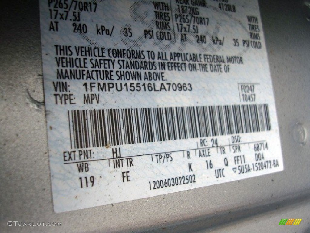 2006 Expedition Color Code HJ for Pewter Metallic Photo #57908700