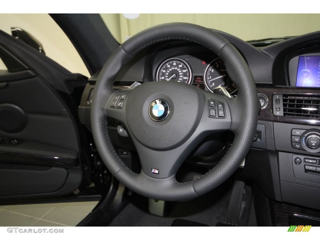 2012 BMW 3 Series 328i Coupe Black Steering Wheel Photo #57938616
