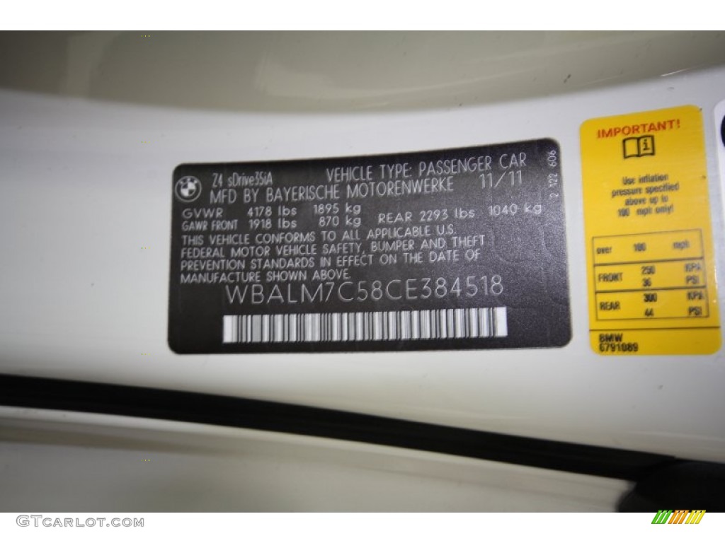 2012 Z4 sDrive35i - Alpine White / Black photo #9