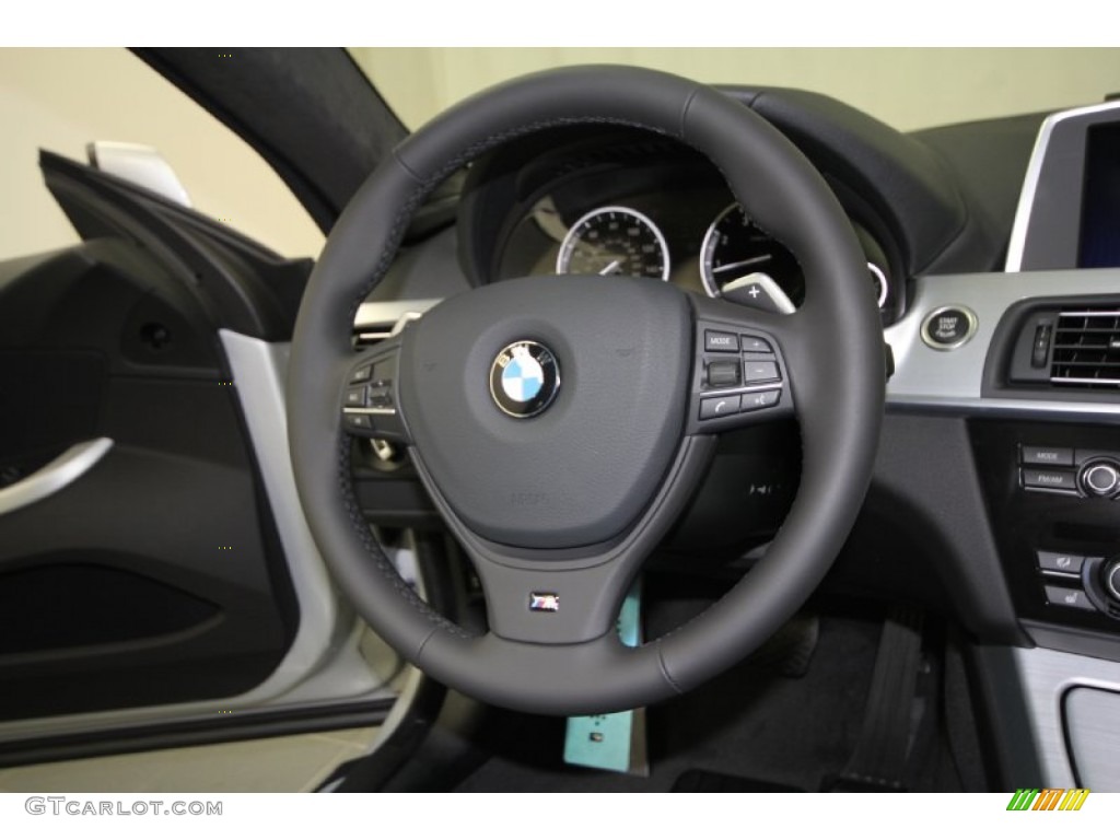 2012 BMW 6 Series 650i Coupe Black Nappa Leather Steering Wheel Photo #57940650