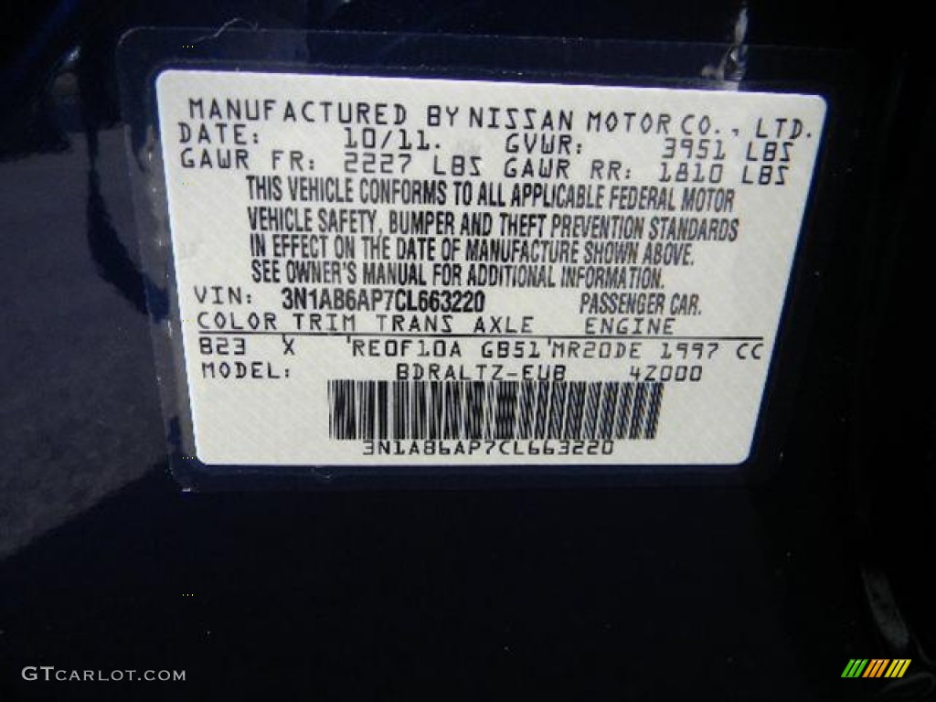 2012 Sentra 2.0 S - Blue Onyx / Charcoal photo #12