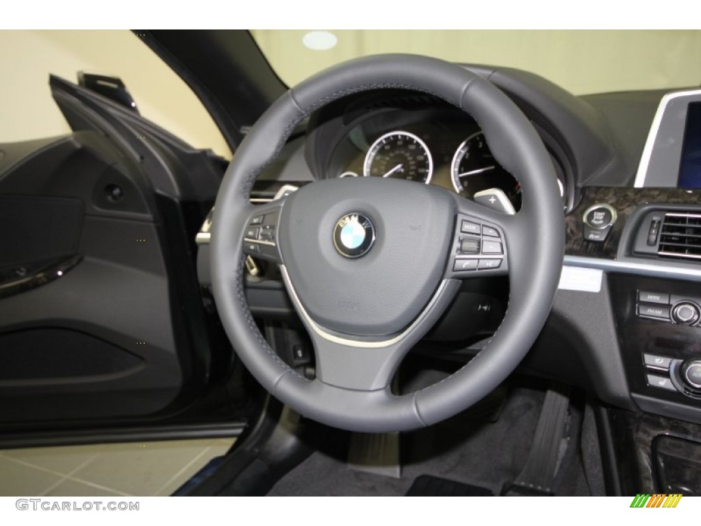 2012 BMW 6 Series 640i Convertible Black Nappa Leather Steering Wheel Photo #57941898