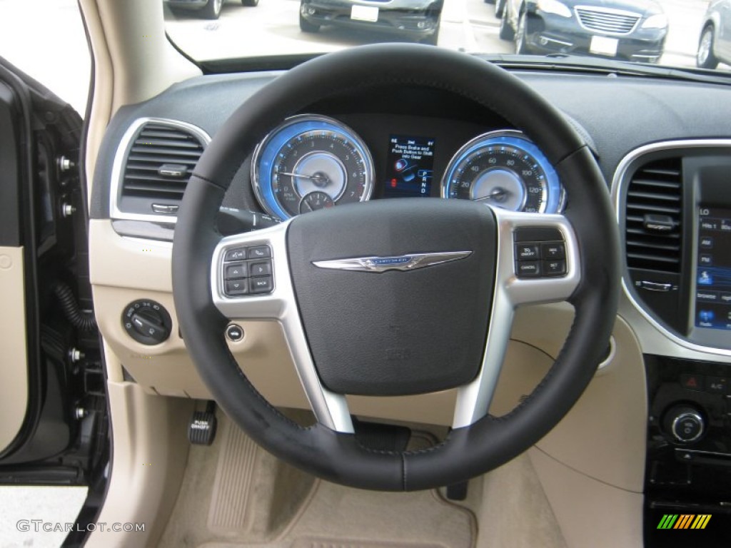 2012 Chrysler 300 Limited Dark Frost Beige/Light Frost Beige Steering Wheel Photo #57943776