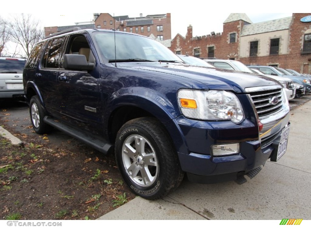 2008 Explorer XLT 4x4 - Dark Blue Pearl Metallic / Camel photo #8