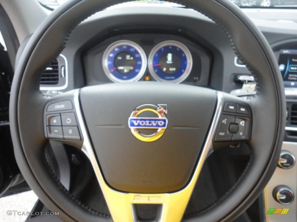 2012 Volvo S60 T6 AWD Off Black/Anthracite Black Steering Wheel Photo #57956089