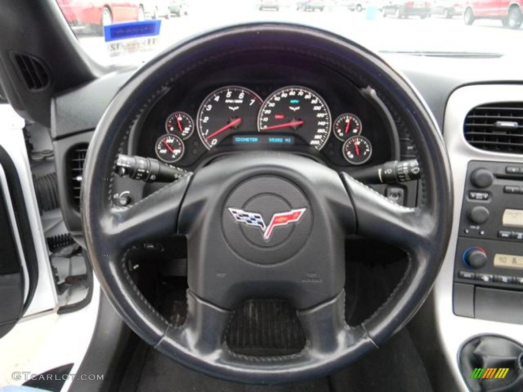 2005 Chevrolet Corvette Coupe Ebony Steering Wheel Photo #57965396