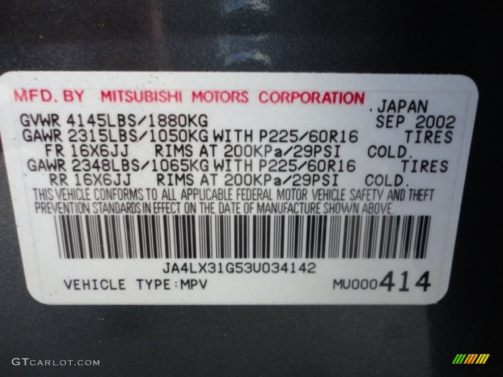 2003 Outlander LS - Urban Gray Pearl / Charcoal photo #14