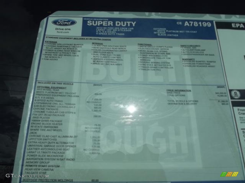 2012 F250 Super Duty Lariat Crew Cab 4x4 - White Platinum Metallic Tri-Coat / Black photo #29