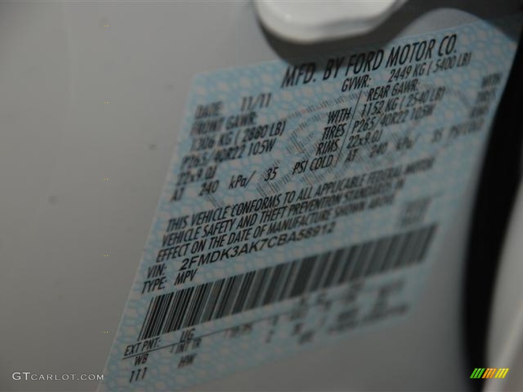 2012 Edge Sport - White Platinum Metallic Tri-Coat / Charcoal Black/Silver Smoke Metallic photo #21