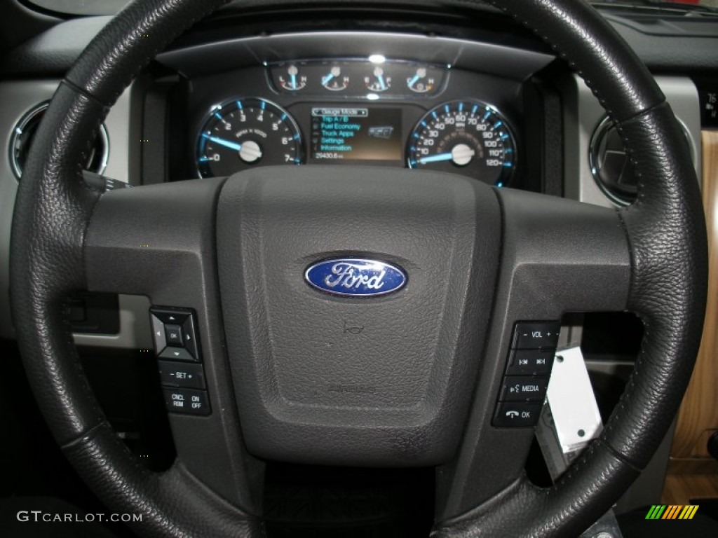 2011 Ford F150 Lariat SuperCrew 4x4 Black Steering Wheel Photo #57981569
