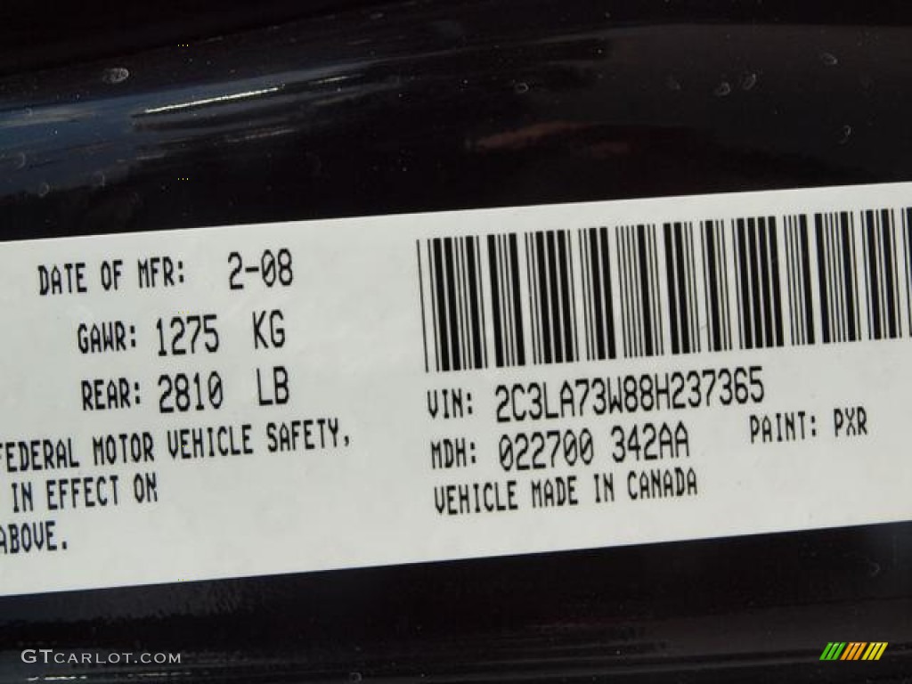 2008 Chrysler 300 C SRT8 Color Code Photos
