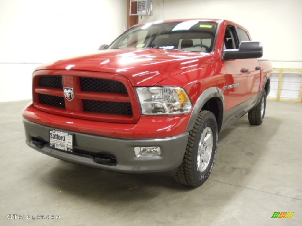 2012 Ram 1500 Outdoorsman Crew Cab 4x4 - Flame Red / Dark Slate Gray/Medium Graystone photo #1