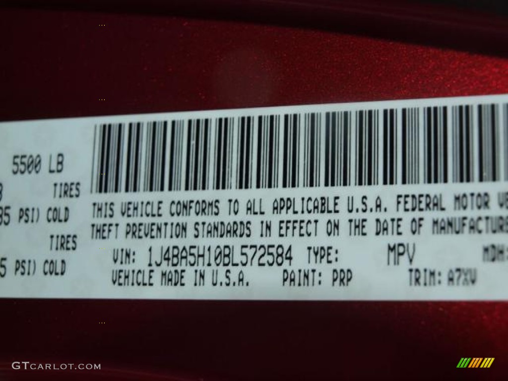 2011 Wrangler Unlimited Color Code PRP for Deep Cherry Red Photo #57993101