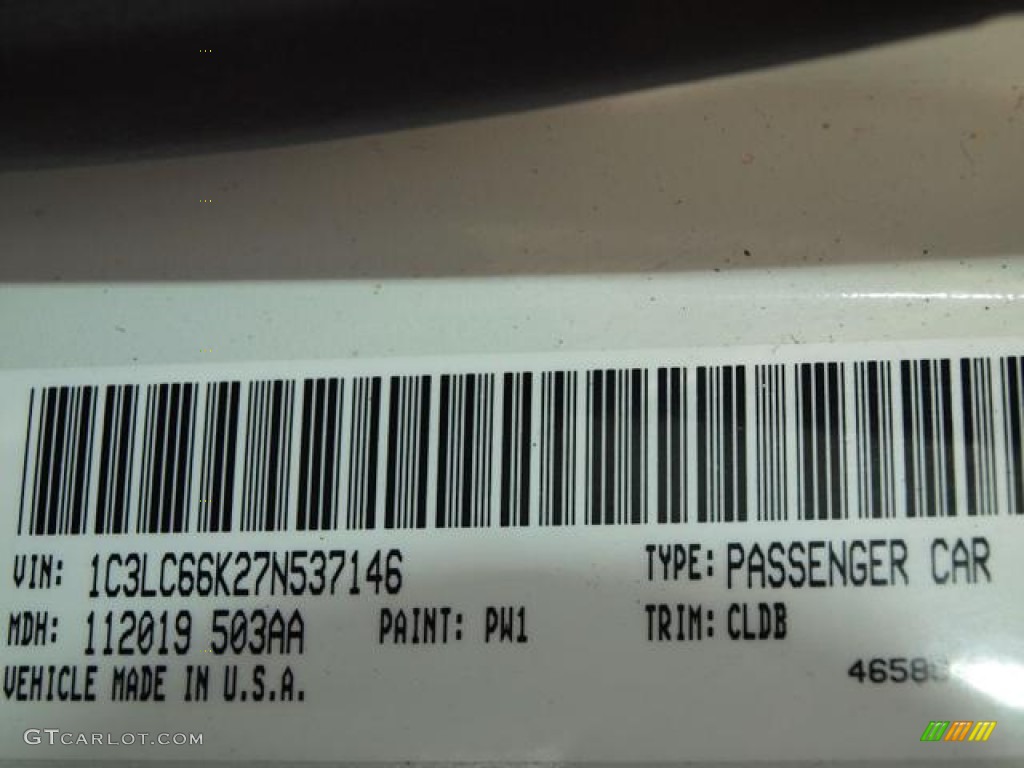 2007 Chrysler Sebring Limited Sedan Color Code Photos