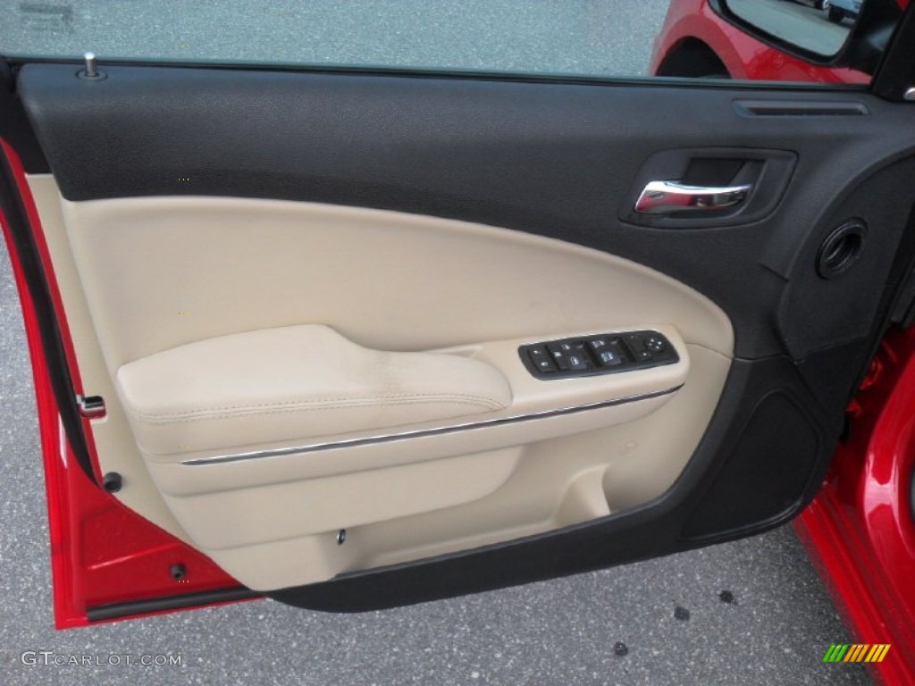 2012 Dodge Charger SXT Black/Light Frost Beige Door Panel Photo #58008403