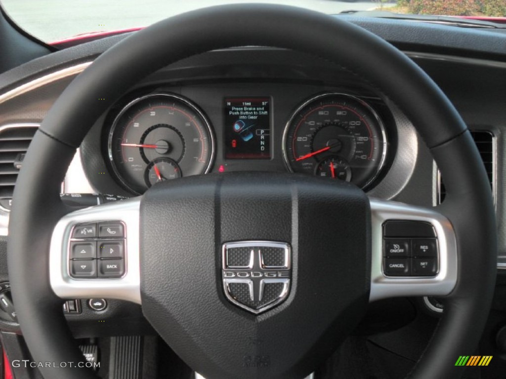 2012 Dodge Charger SXT Black/Light Frost Beige Steering Wheel Photo #58008461