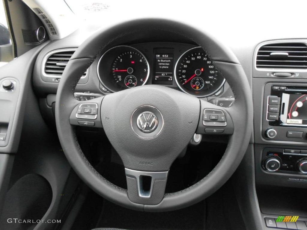 2012 Volkswagen Golf 2 Door TDI Titan Black Steering Wheel Photo #58012730