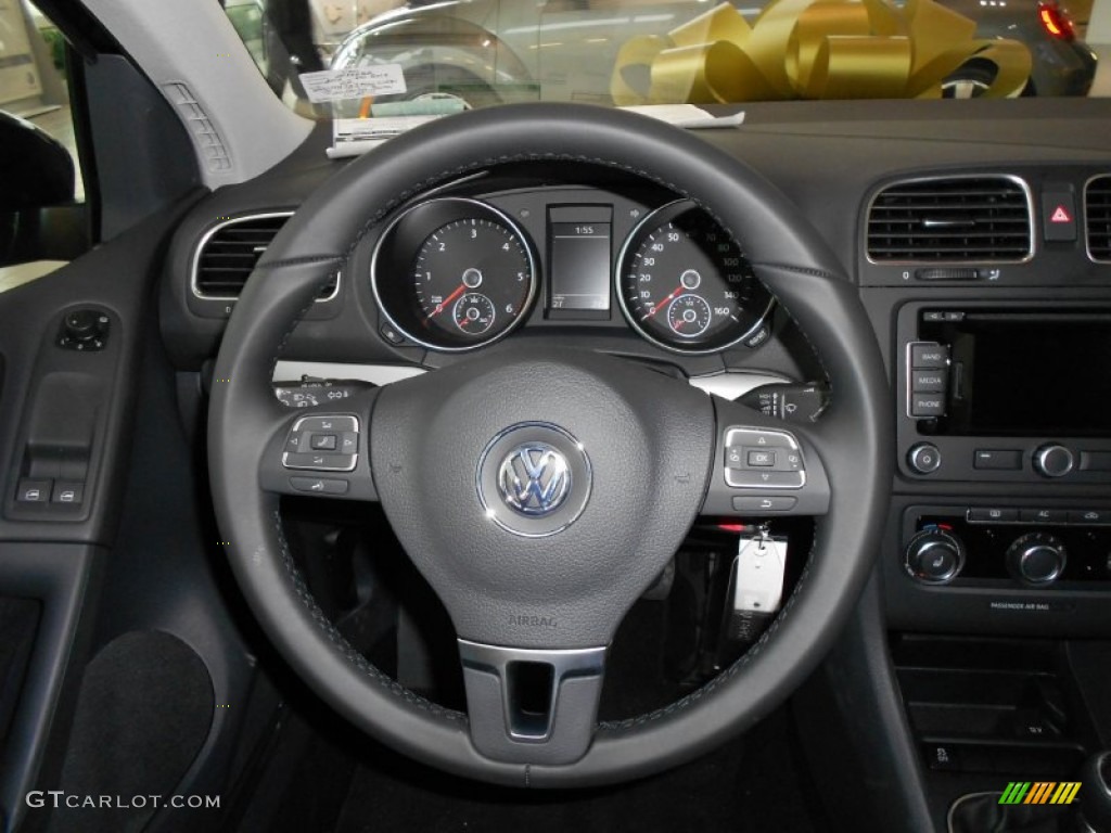 2012 Volkswagen Golf 2 Door TDI Titan Black Steering Wheel Photo #58013132