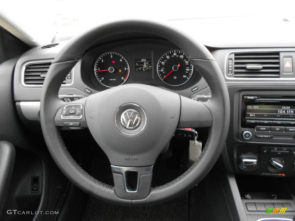 2012 Volkswagen Jetta TDI Sedan Titan Black Steering Wheel Photo #58014350