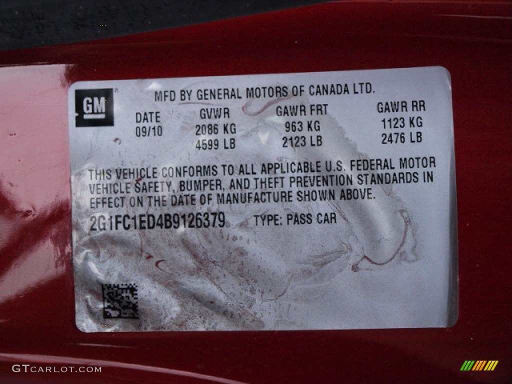 2011 Camaro LT/RS Coupe - Red Jewel Metallic / Gray photo #17