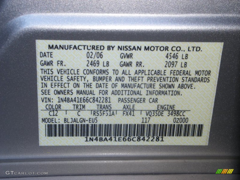 2006 Maxima Color Code C12 for Coral Sand Metallic Photo #58029680