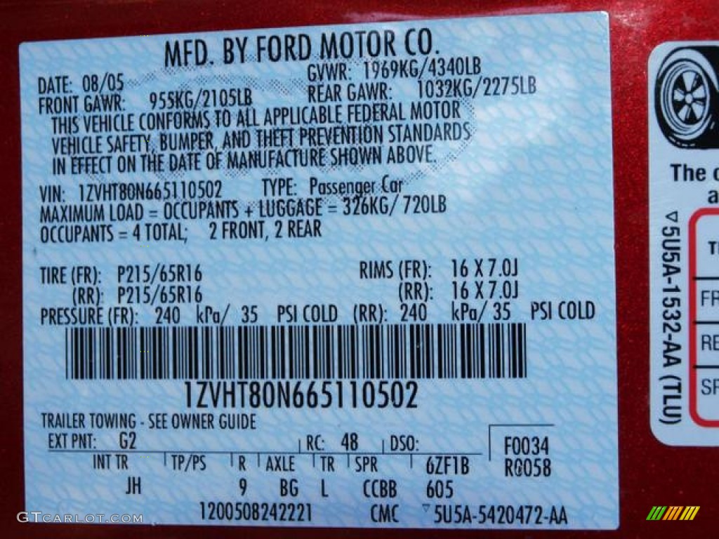2006 Mustang V6 Premium Coupe - Redfire Metallic / Light Parchment photo #17