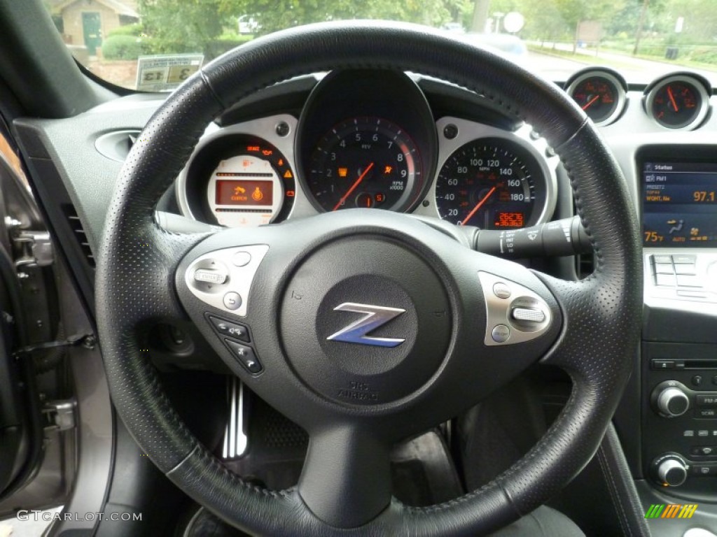 2009 Nissan 370Z Sport Touring Coupe Gray Leather Steering Wheel Photo #58031930