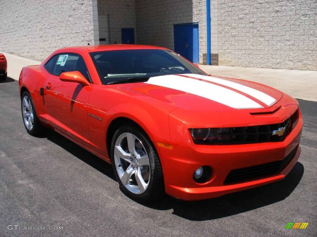 2010 Camaro SS/RS Coupe - Inferno Orange Metallic / Black photo #6