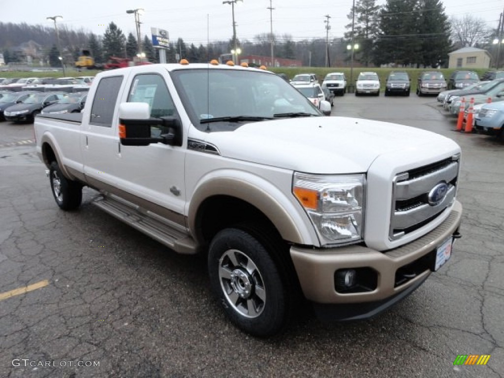 2012 F350 Super Duty King Ranch Crew Cab 4x4 - White Platinum Metallic Tri-Coat / Chaparral Leather photo #6