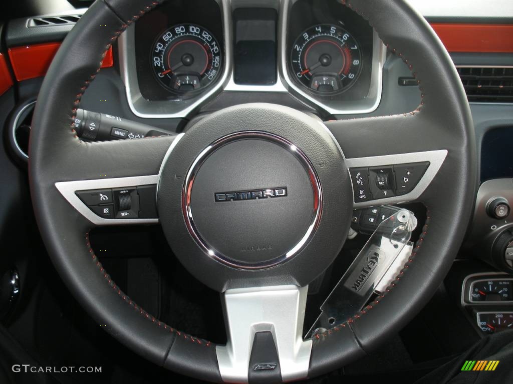 2010 Chevrolet Camaro SS/RS Coupe Black/Inferno Orange Steering Wheel Photo #58042859
