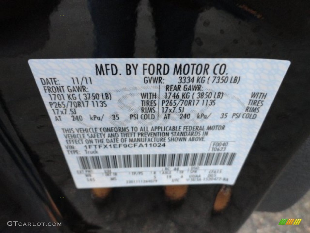 2012 F150 Color Code UH for Tuxedo Black Metallic Photo #58043571