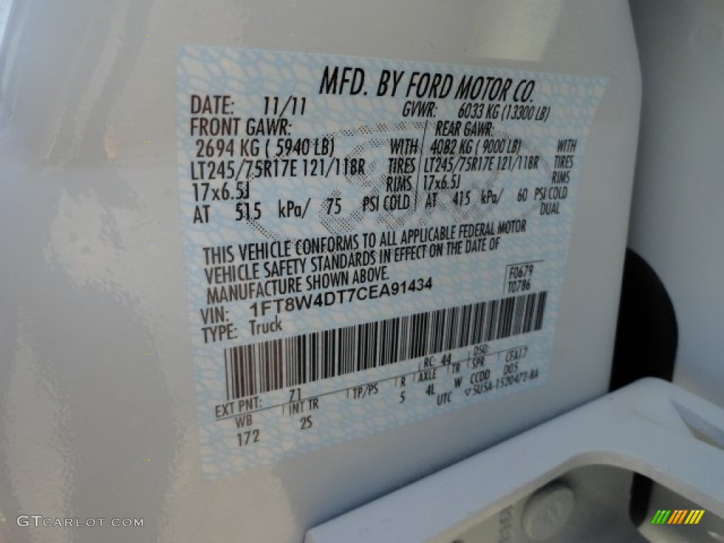 2012 Ford F450 Super Duty XLT Crew Cab 4x4 Color Code Photos