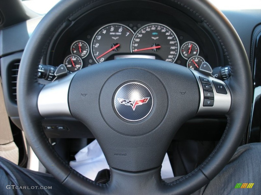 2010 Chevrolet Corvette Coupe Ebony Black Steering Wheel Photo #58045890