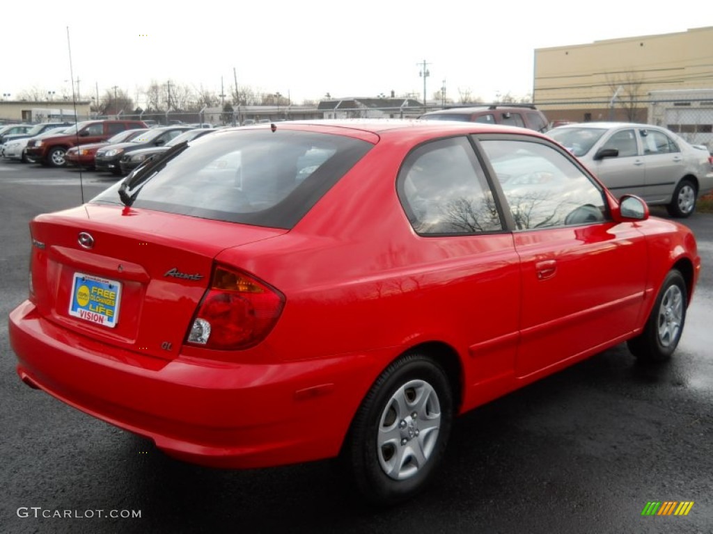 2003 Accent GL Coupe - Retro Red / Gray photo #2
