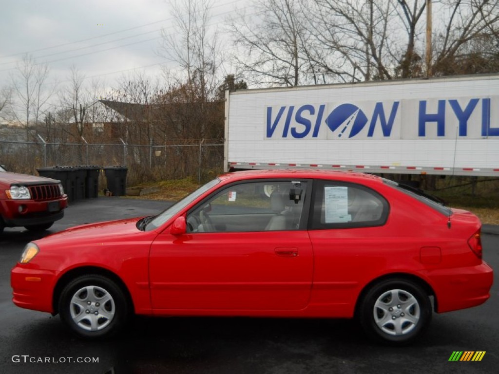 2003 Accent GL Coupe - Retro Red / Gray photo #12