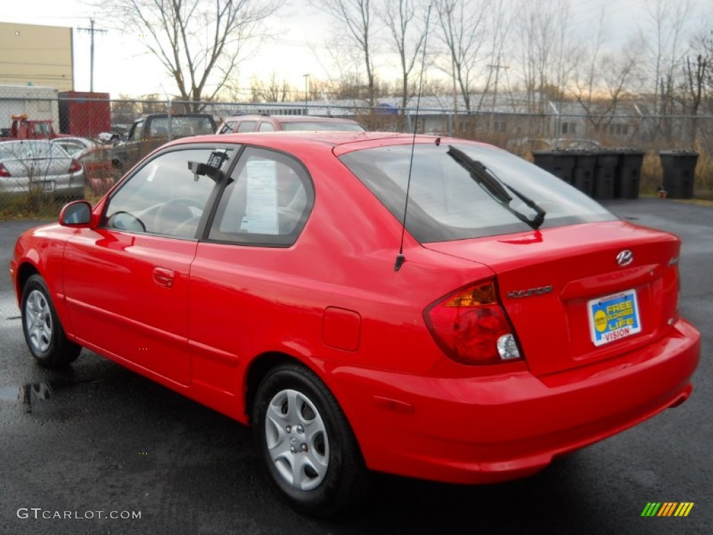 2003 Accent GL Coupe - Retro Red / Gray photo #13