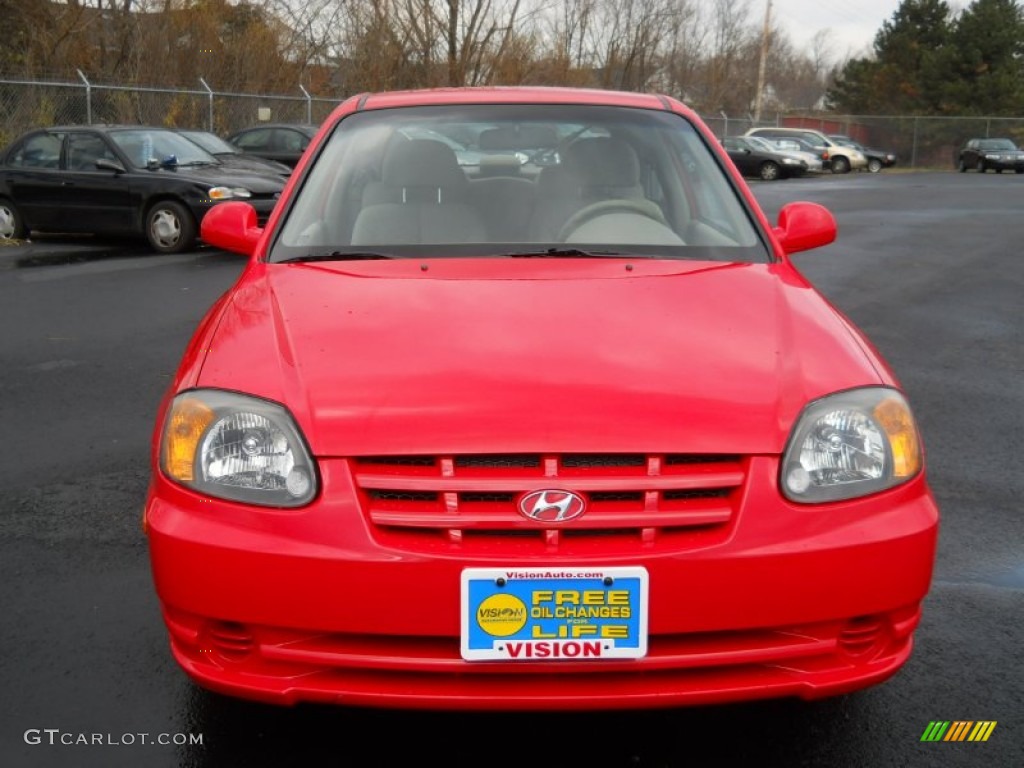 2003 Accent GL Coupe - Retro Red / Gray photo #21