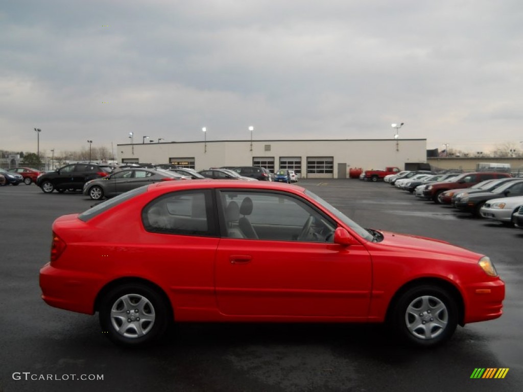 2003 Accent GL Coupe - Retro Red / Gray photo #23