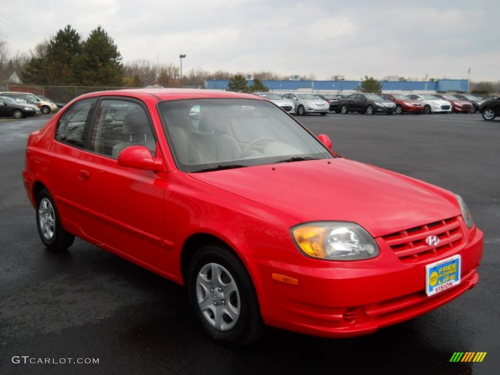 2003 Accent GL Coupe - Retro Red / Gray photo #24