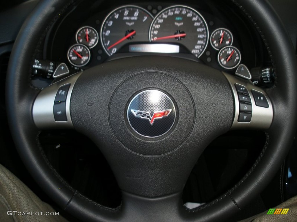 2010 Chevrolet Corvette Coupe Ebony Black Steering Wheel Photo #58046305