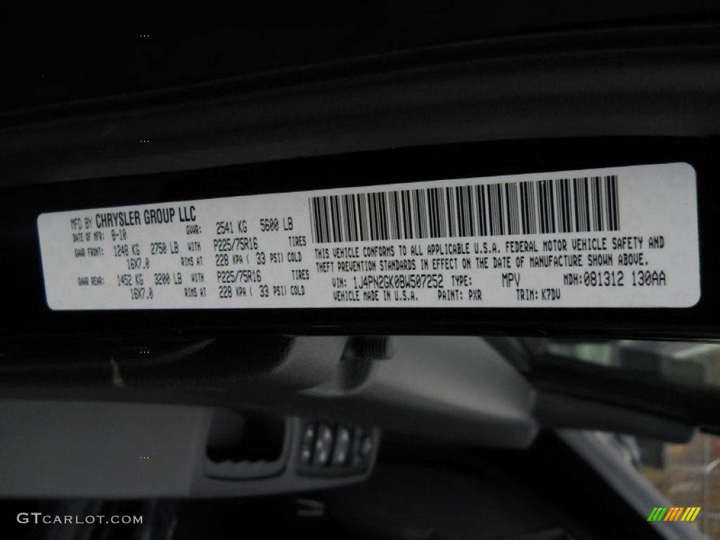 2011 Liberty Color Code PXR for Brilliant Black Crystal Pearl Photo #58046570