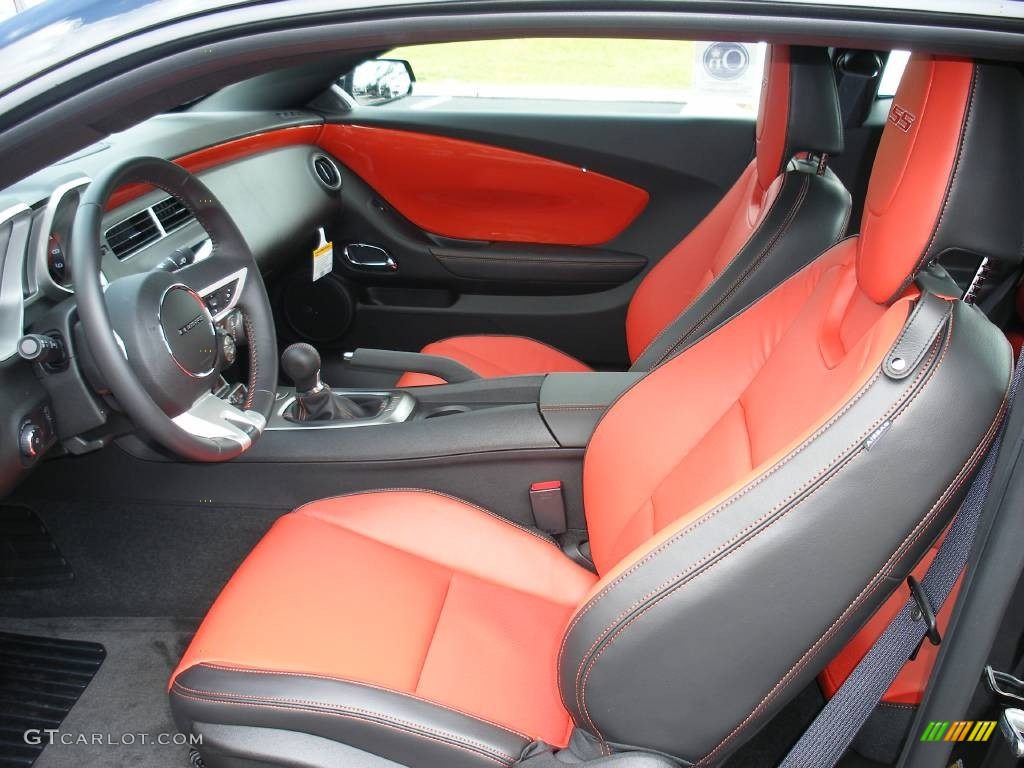 Black/Inferno Orange Interior 2010 Chevrolet Camaro SS Coupe Photo #58049333