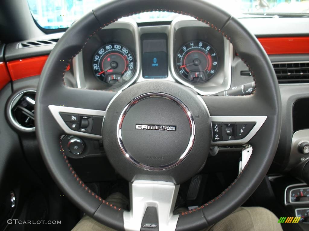 2010 Chevrolet Camaro SS Coupe Black/Inferno Orange Steering Wheel Photo #58049366